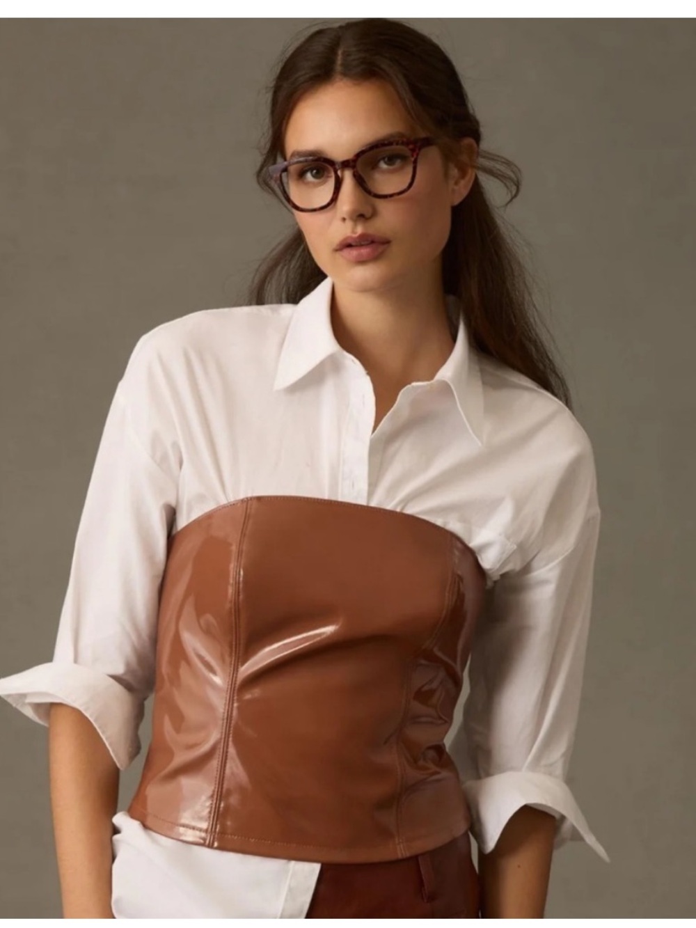 Anthropologie Patent Faux Leather Bandeau Top